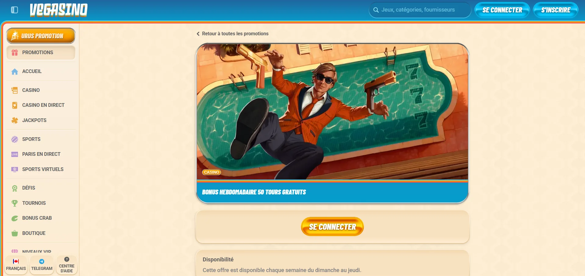 Vegasino Casino : code promo