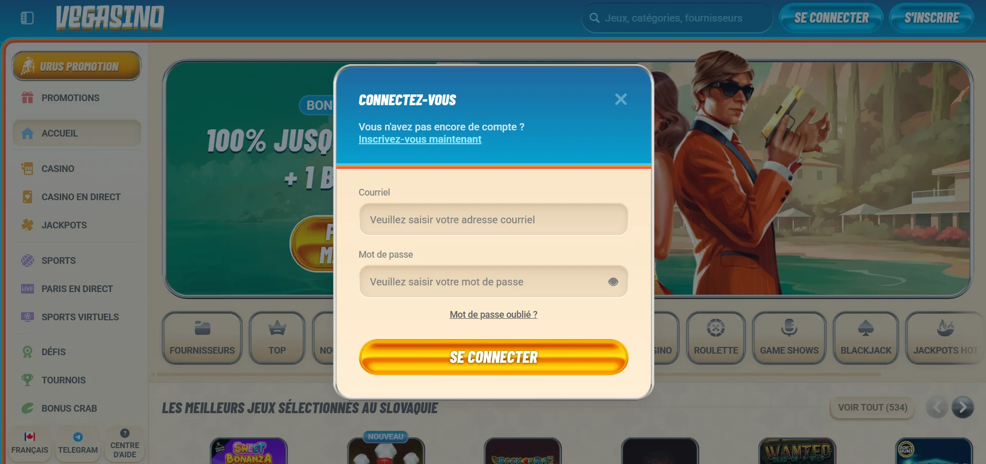 Vegasino casino se connecter